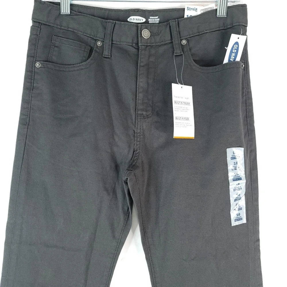 Old Navy Straight Built In Flex Tough Pants Grey Charles Boy's Sz 16 Adjustable‎